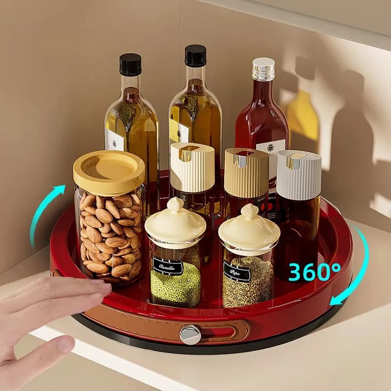 Bandeja rotativa para condimentos, multifuncional, bancada de cozinha, armário, garrafas de condimentos, suprimentos, me