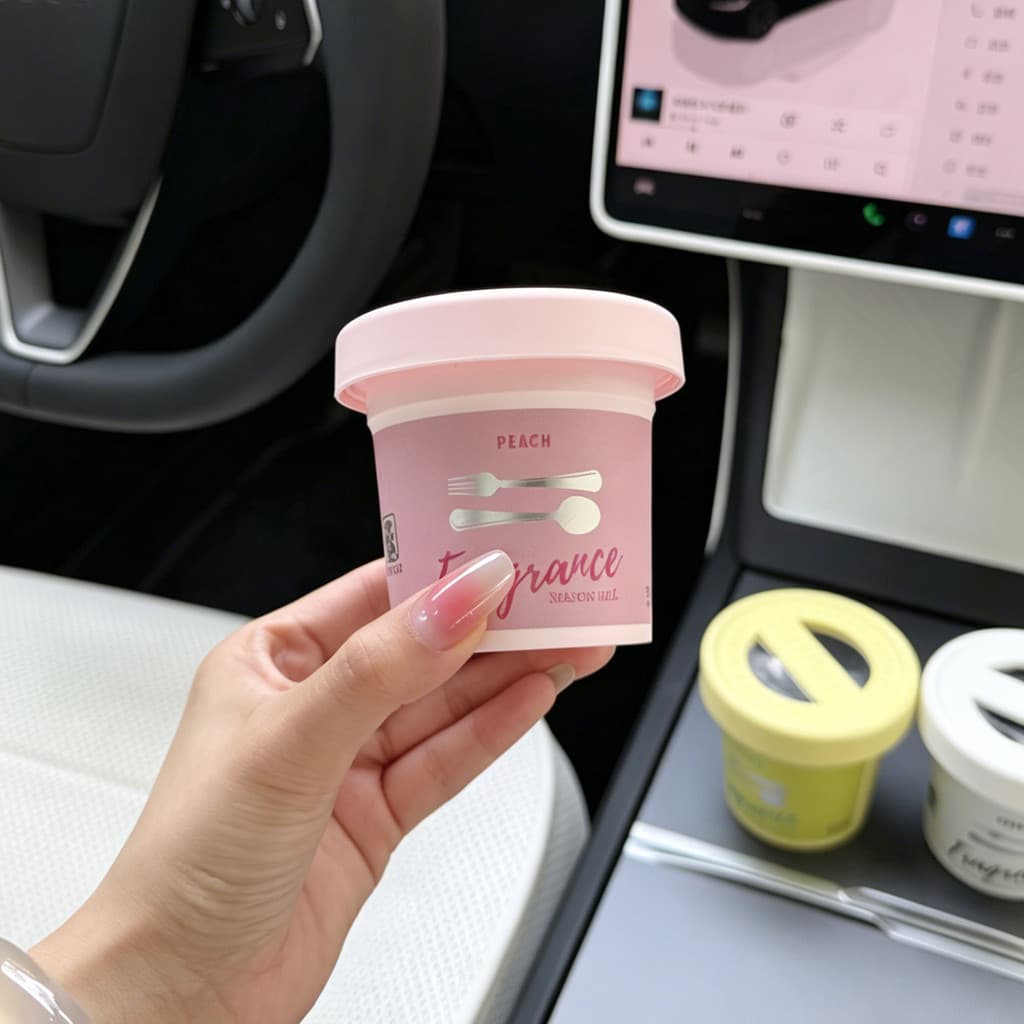 Criativo novo estilo carro bálsamo sólido delicioso sorvete carro aromaterapia baunilha coco morango pêssego Eau De Toil