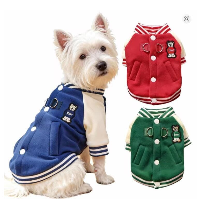 Jaqueta De Lã Aconchegante Para Cachorro , Estilo Beisebol Esportivo , Roupas Cães , Conforto Diário Quentes Cachorros