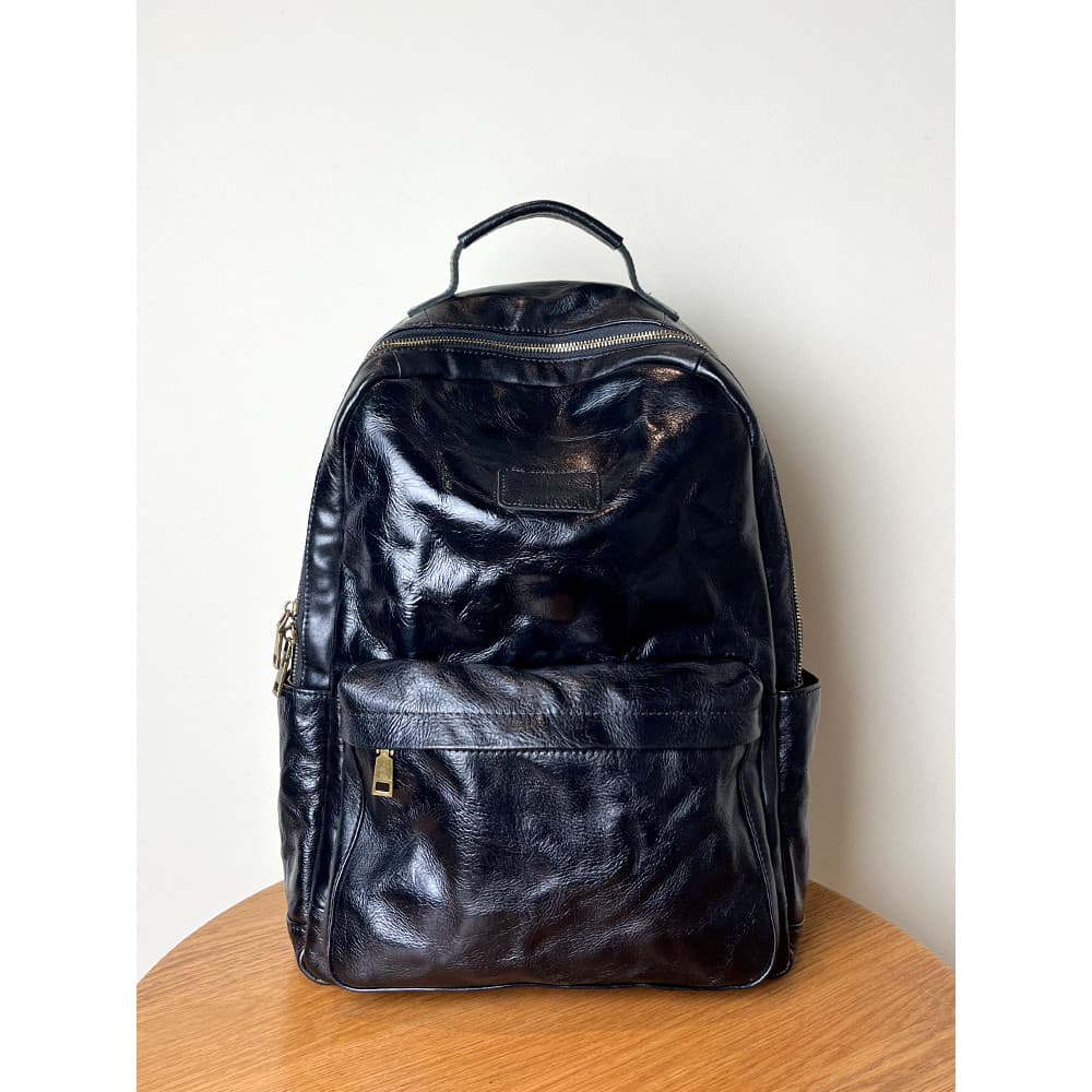 Mochila artesanal masculina de couro genuíno, mochila para computador, primeira camada de couro, grande capacidade, 2026