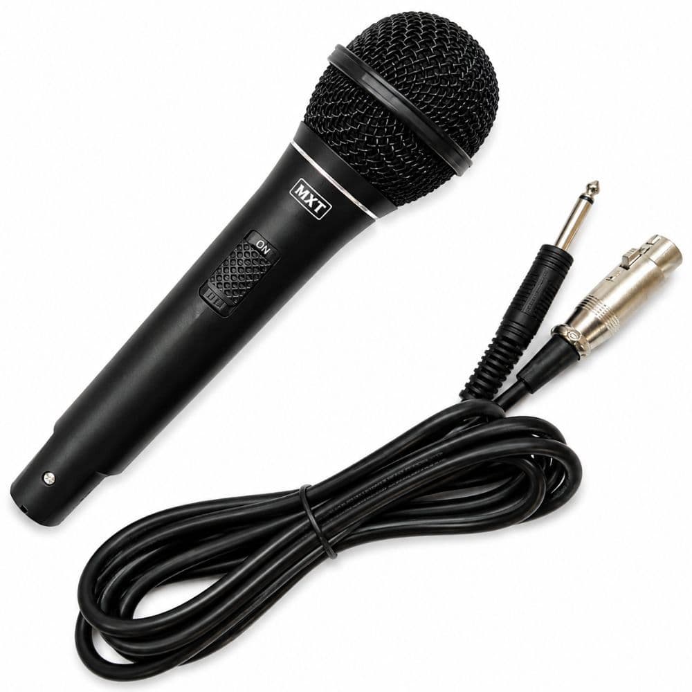 Microfone MXT MK1 Com Fio De Mão Vocal P10 Karaokê Igreja Aula Palestra Caixa Amplificada Mesa De Som Preto