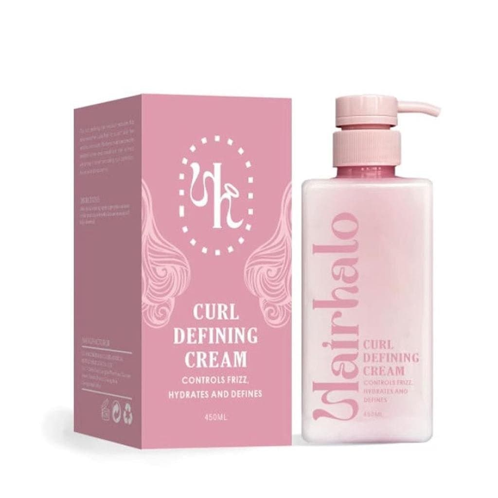 Hairhalo Creme Definidor de Cachos, Creme para Cabelos Cacheados e Ondulados, Antifrizz, Hidratante, Suavizante (1, 1 un