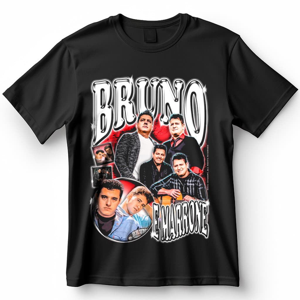 Camisa Bruno e Marrone Sertanejo Blusa Camiseta de Cantores 100% Algodão