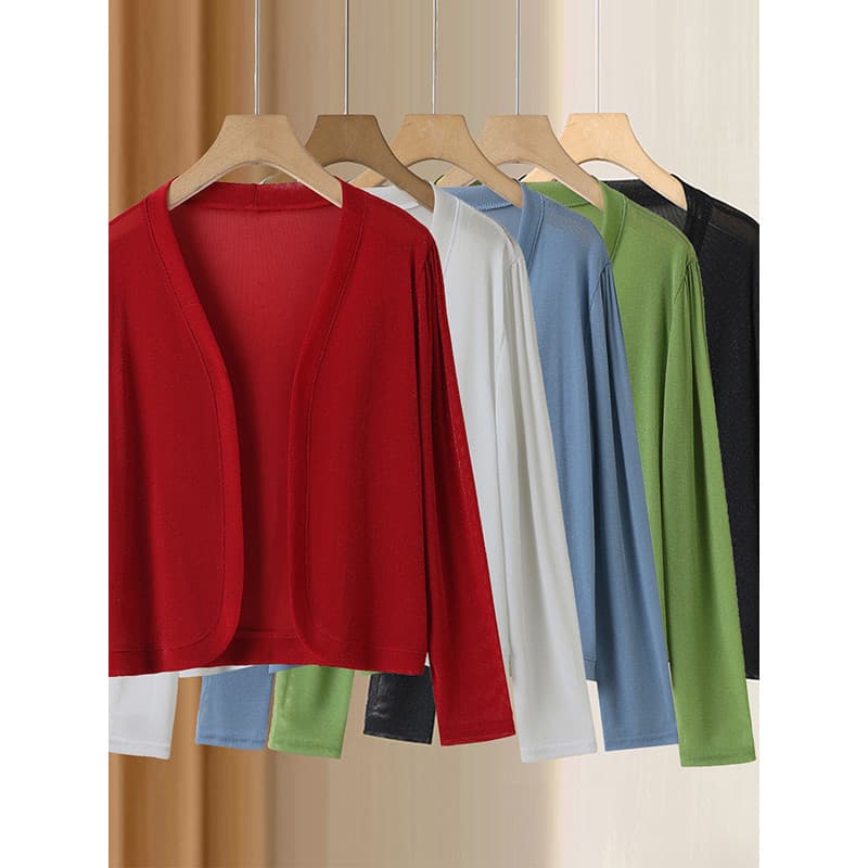 Verão novo estilo Cardigan de manga comprida roupas femininas idosas de meia-idade roupas da mãe tamanho grande casaco f
