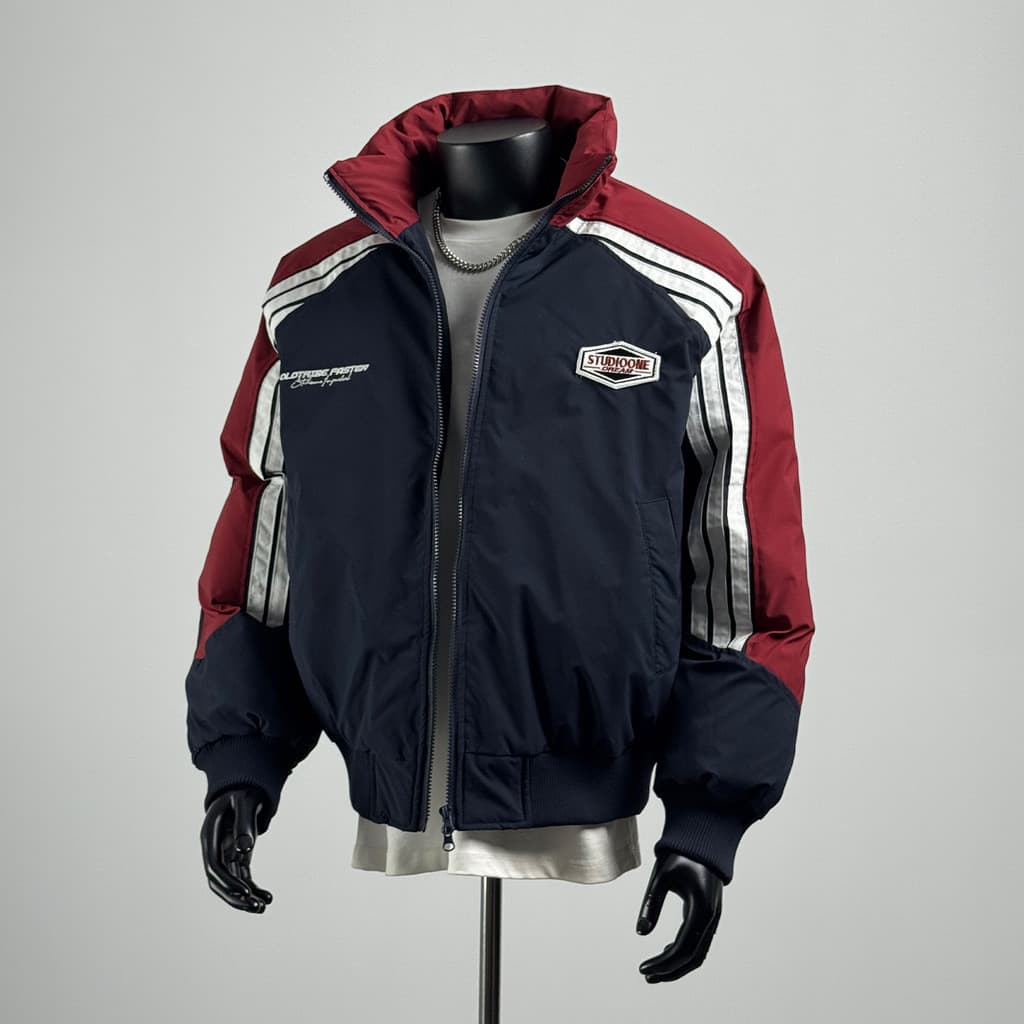 American Street Wear cor combinando gola alta macacão de algodão acolchoado jaqueta masculina inverno engrossado quente