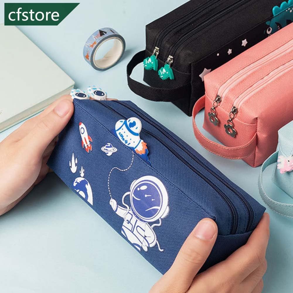 CFSTORE Bonito Astronauta Estudante Grande Capacidade Bolsa de Papelaria com Zíper Duplo M9T5 &&&