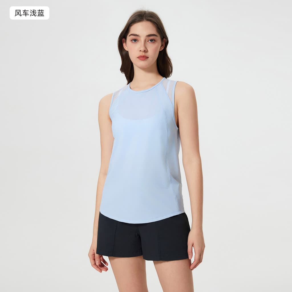 Tecido de exportação primavera verão estilo malha oca respirável colete esportivo leve macio Fitness Yoga roupas topo co