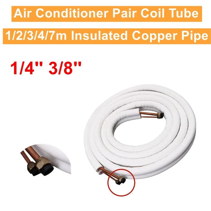 Tubo de Cobre Isolado de 1/2/3/4/7m, 1/4'' 3/8'', Tubos e Conexões para Ar Condicionado, Conjunto de Tubos em Espiral pa