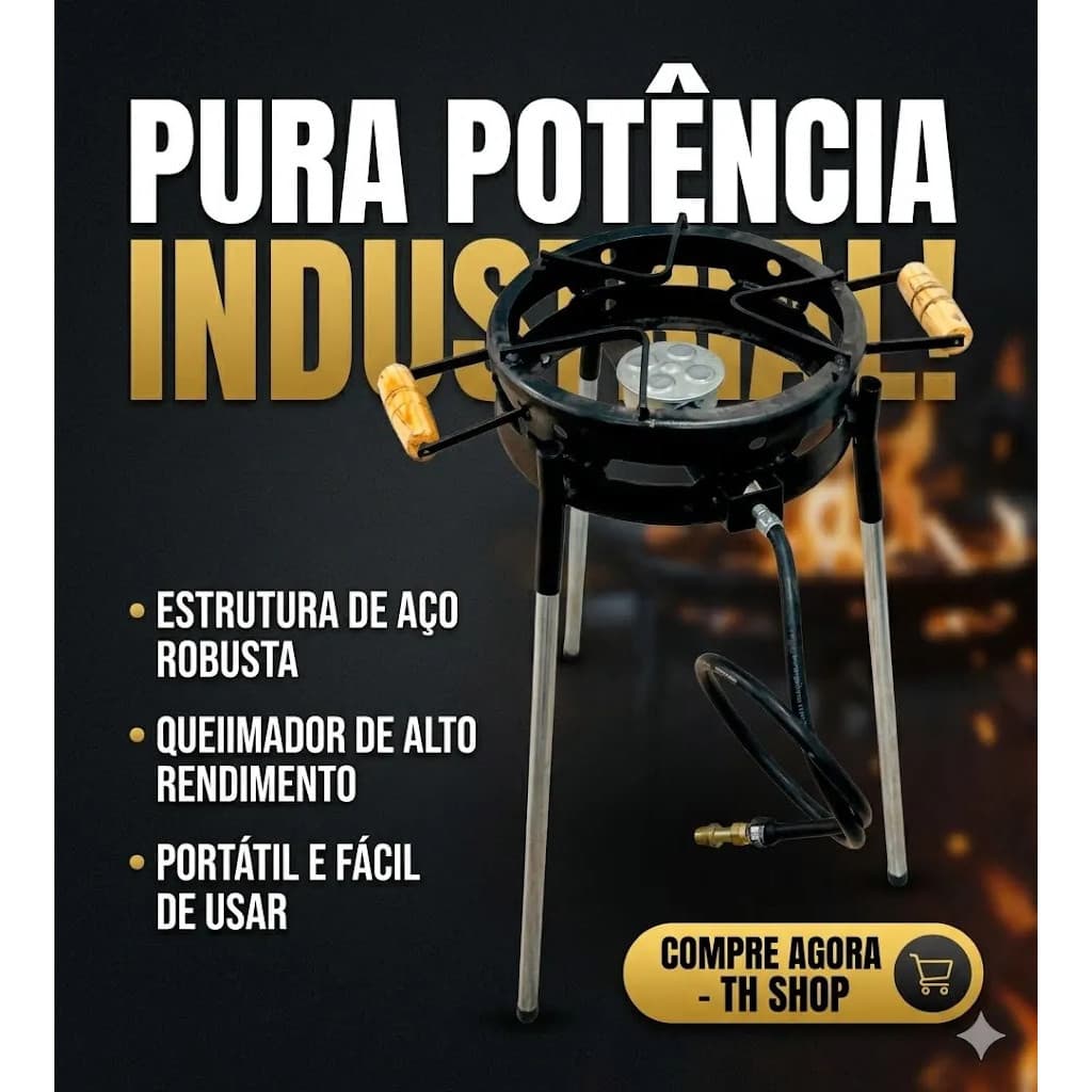 Fogareiro Industrial Redondo 40cm Alta Pressão Portatil Trip
