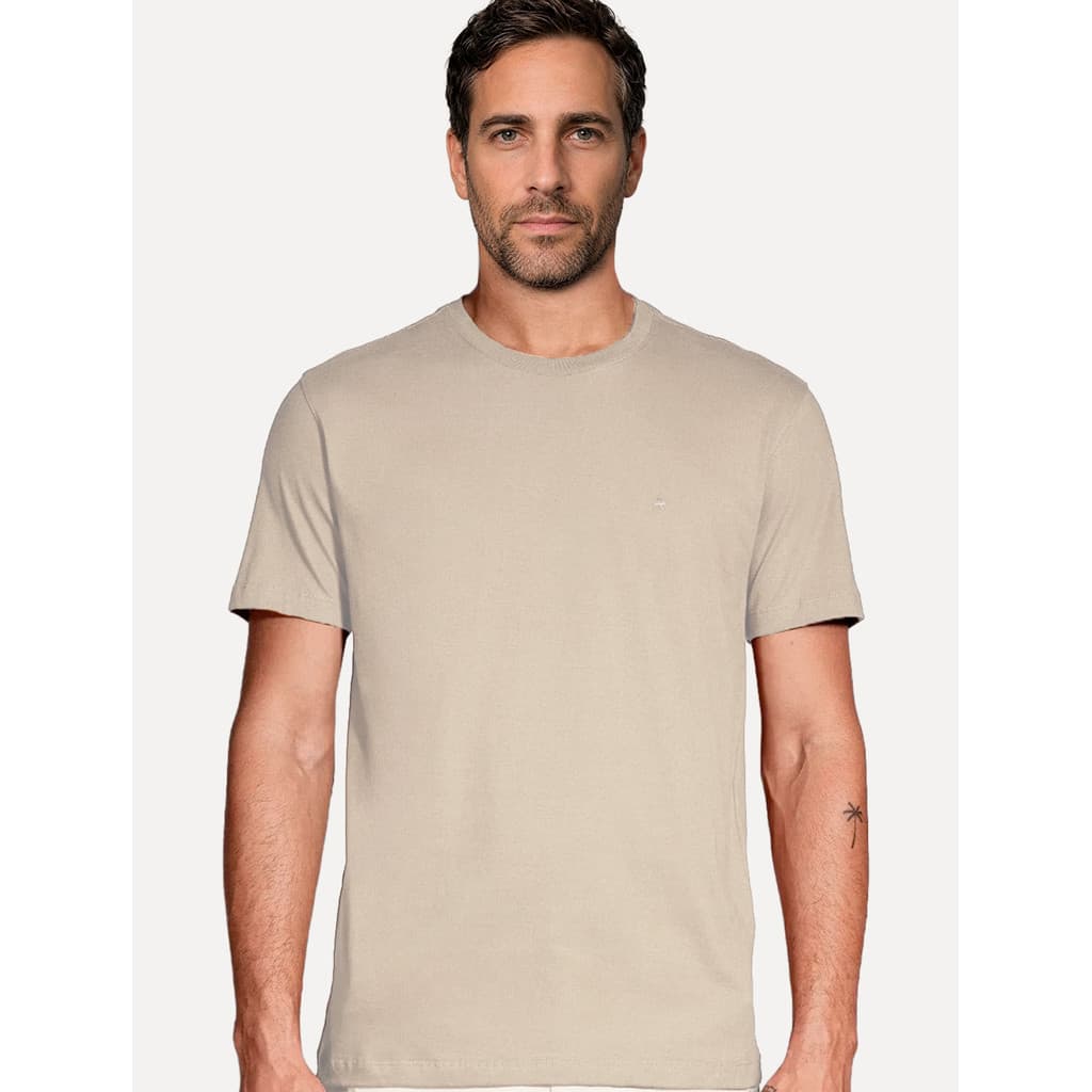 Camiseta Aramis Masculina Basic Lisa Mono Logo Amêndoa Original
