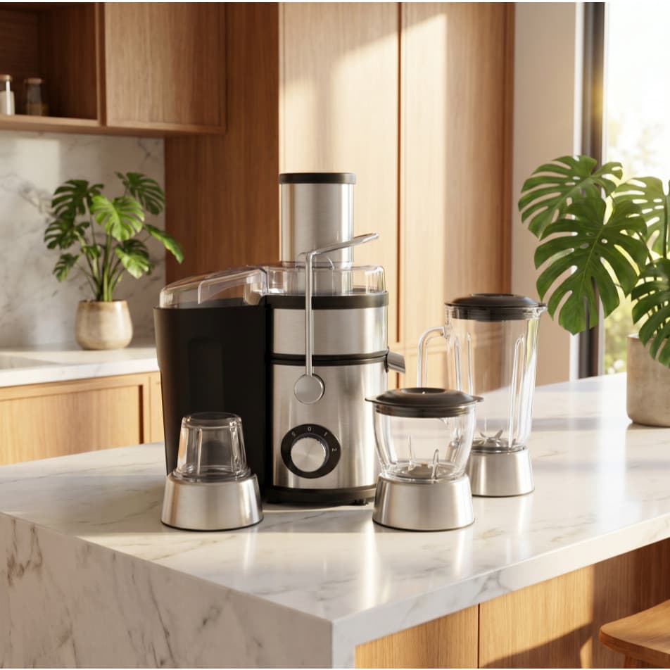 Conjunto multifuncional 4 em 1 de liquidificador e centrífuga em aço inoxidável