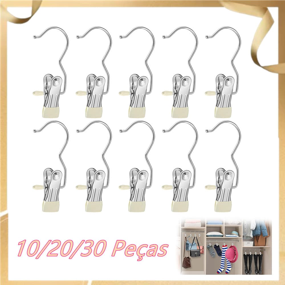 Prendedores de roupas com ganchos, 10/20/30 Peças，clipes para cabide de guarda-roupa, clipes para leggings,  branco