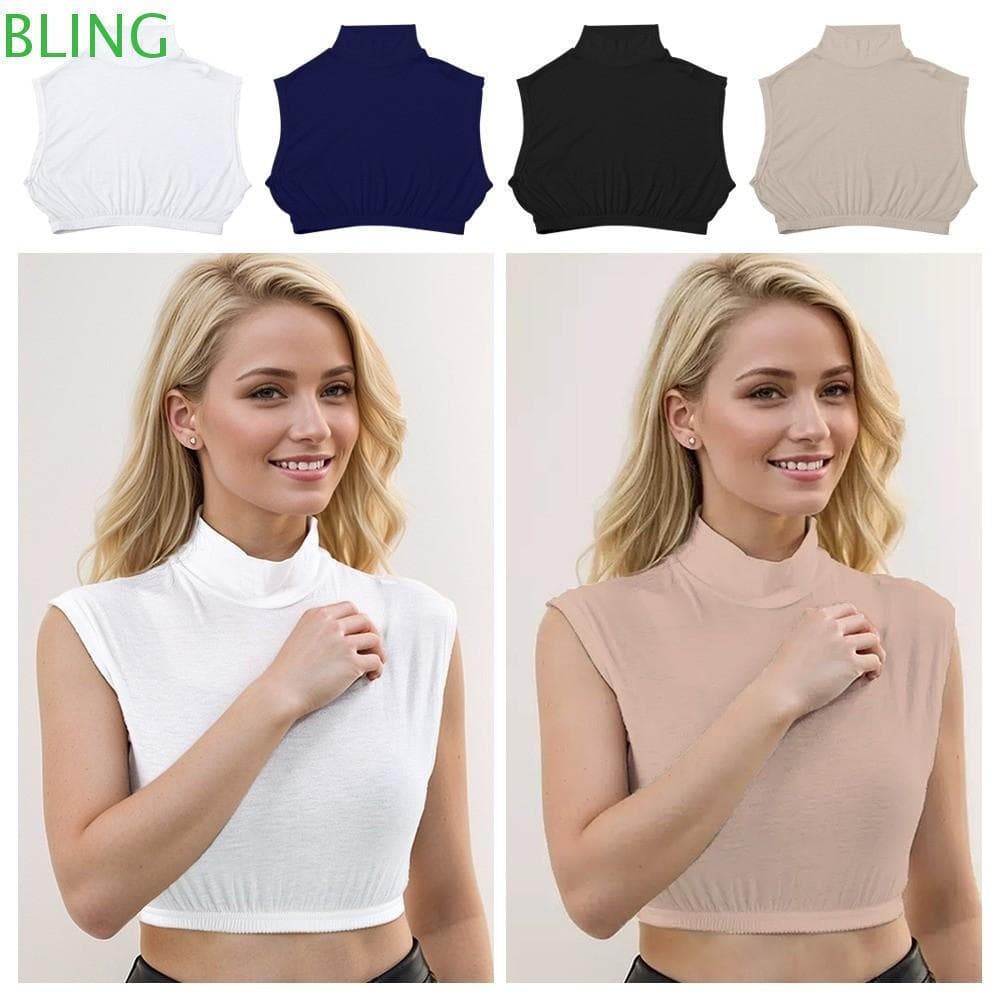 Coleiras Destacáveis BLING , Gola Falsa Estilo Superior Simulado De Cor Sólida , Bainha Solta Design Destacável Meio Top
