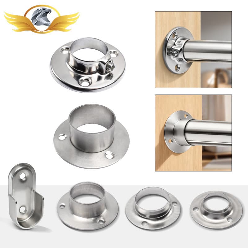 Acessórios e ferragens: suporte de guarda-roupa em tubo redondo, flange para varão de roupas, suporte para varão de cort