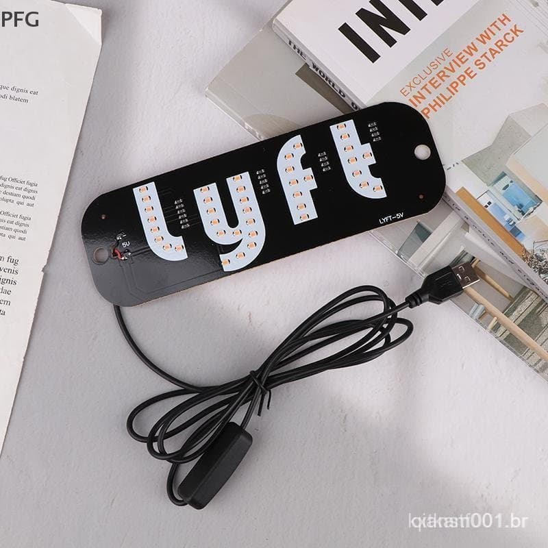 PFG LED Luz De Sinal Lâmpada Táxi Para Lyft Logotipo USB Painel Da Cabine Luzes Indicadoras Decoração Automática FG