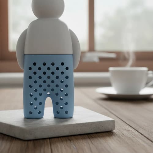 Caneca Infusor Boneco 8cm Indústria Cha Azul-claro