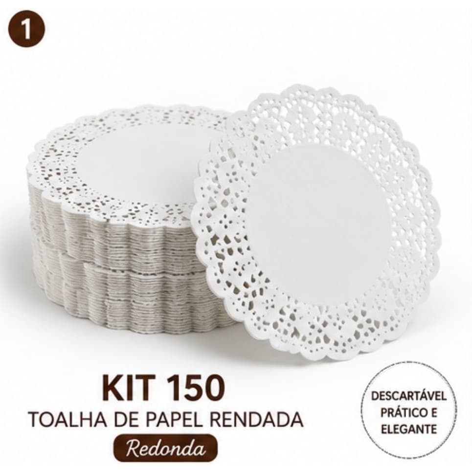 Sousplat Descartável De Papel Rendado Redondo C/100 Tamanhos 8,5 a 31cm