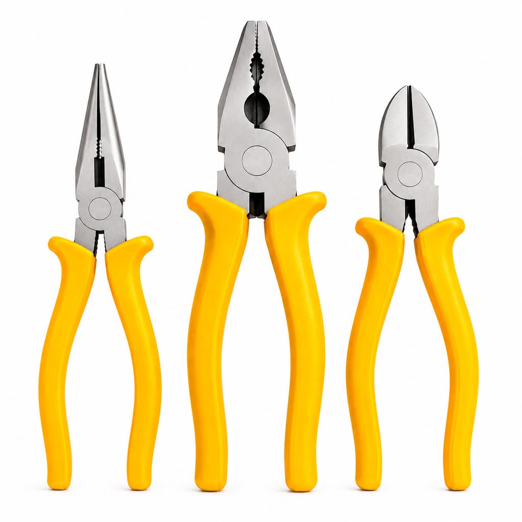 Kit Alicate Universal 8" + Alicate Bico Longo Meia Cana 6" + Alicate Diagonal de Corte 6" Polegadas