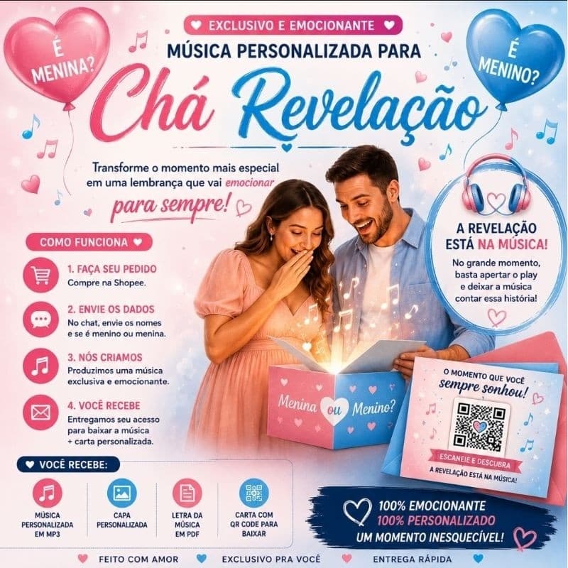 Música Cerimônia Personalizada para Chá Revelação Envie o nome do bebê