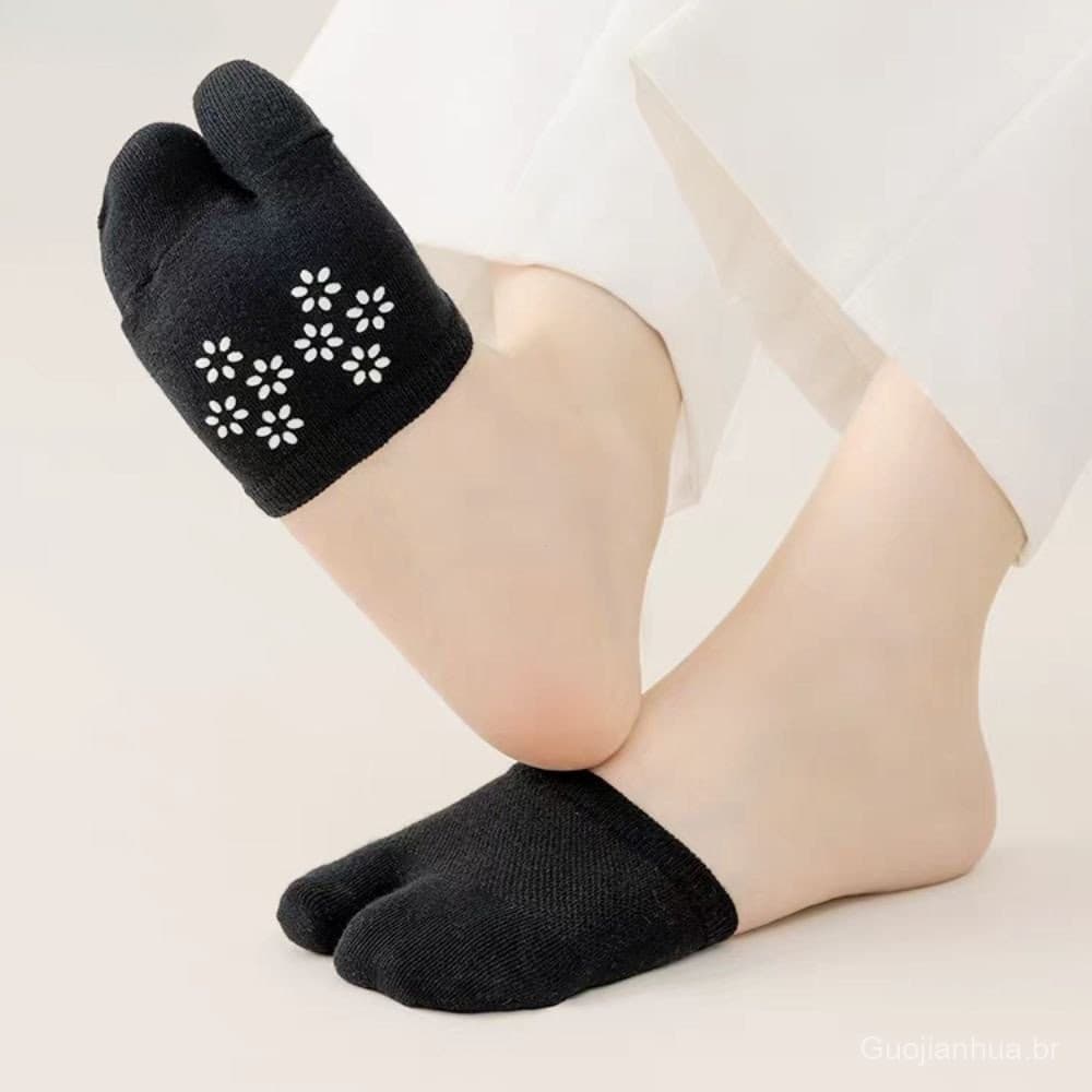 DION1UE 5 Pares De Meias Para Antepé , Antiderrapantes De Meio Pé Com Flores De Algodão Invisíveis Macias Dois Dedos