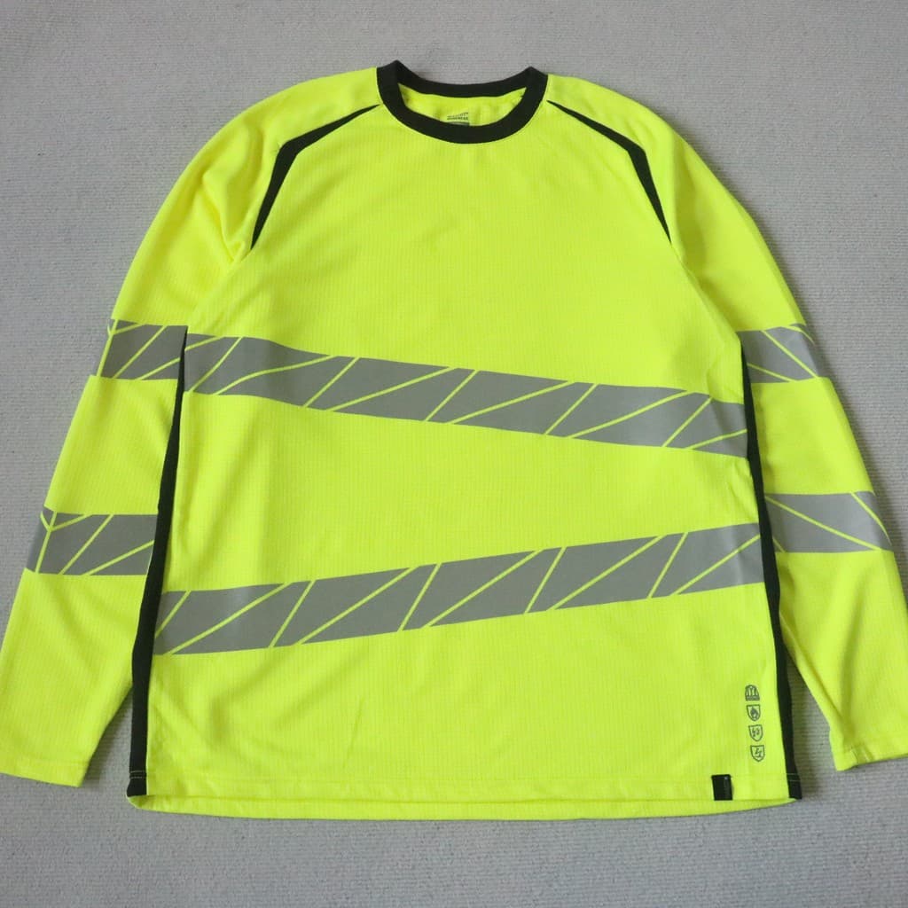 Pedido exterior tira reflexiva de manga comprida camiseta roupas de segurança masculino trabalho ao ar livre médio gross