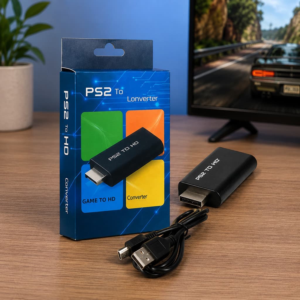 Kit 4 Adaptadores PS2 para HDMI | Reviva seus Jogos Clássicos com Qualidade HD 1080p e Som Integrado