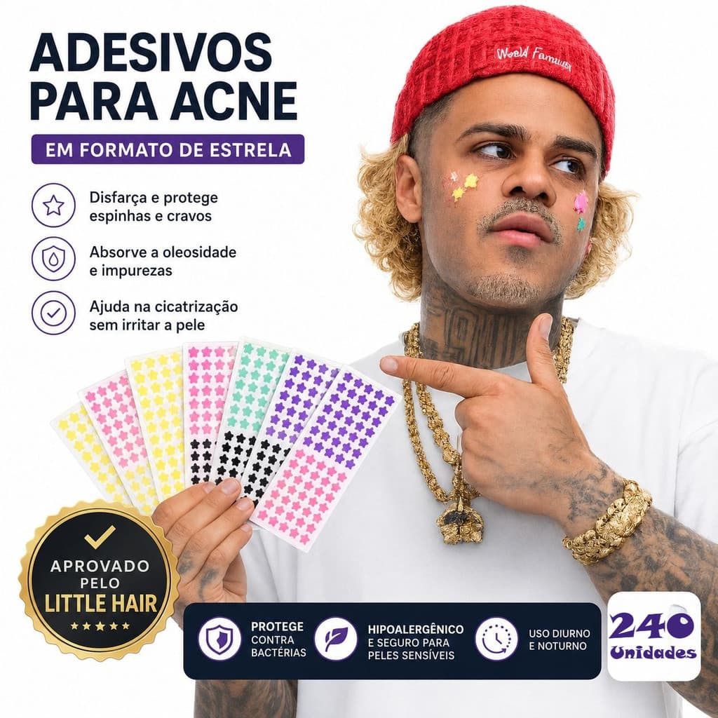 Kit 40/80/120 Adesivo Seca Espinha Anti‑acne Dia/Noite Secativo/Gelatina hidrolisada