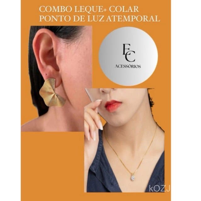 Kit Brinco Feminino Leque Folheado a Ouro + Ponto de Luz –  Elegante