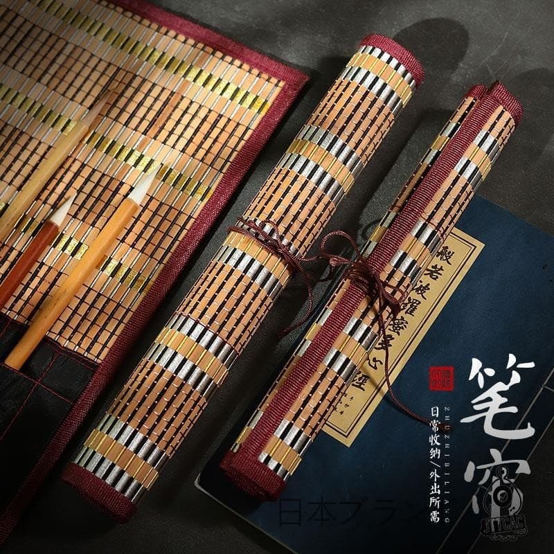Japão japão JT escova chinesa cortina caligrafia dedicada escova caneta cortina portátil bambu caneta armazenamento Retr