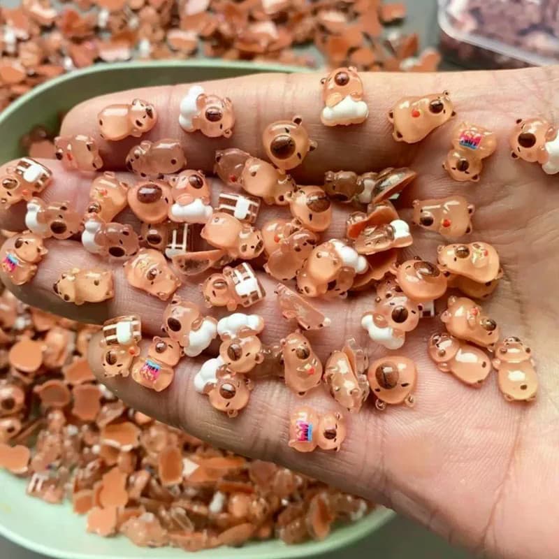 100 peças de miniaturas de capivara, ornamento de animais, decoração para jardim de fadas, decoração de mesa de casa, pa