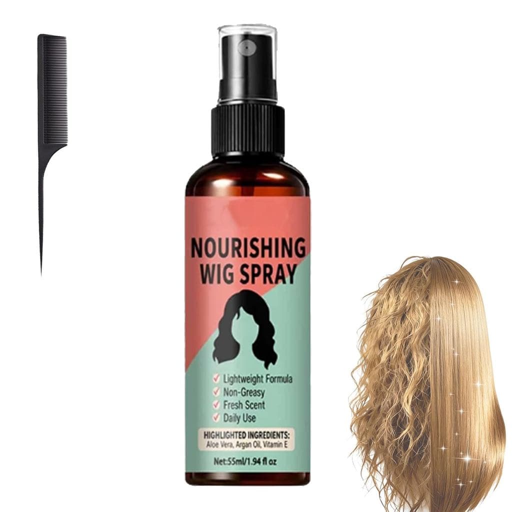 Spray Nutritivo Leve para Perucas Sem Enxágue, Spray Volumizador para Perucas de 55ml, Solução de Cuidado Não Oleosa, Re