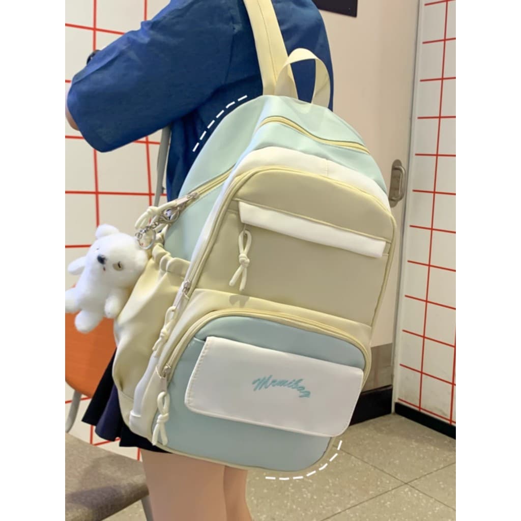 Mochila leve de cor contrastante para estudantes do ensino médio
