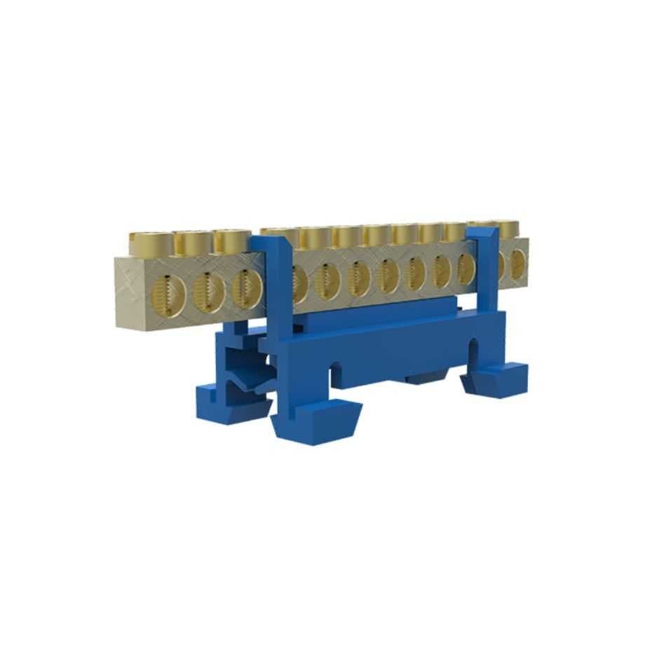 Barramento Neutro Azul 16mm² 12 Bornes - Trilho Din-enerbras