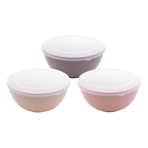 Conjunto 3 Bowls Fibra De Bambu E Pp Lines Com Tampa