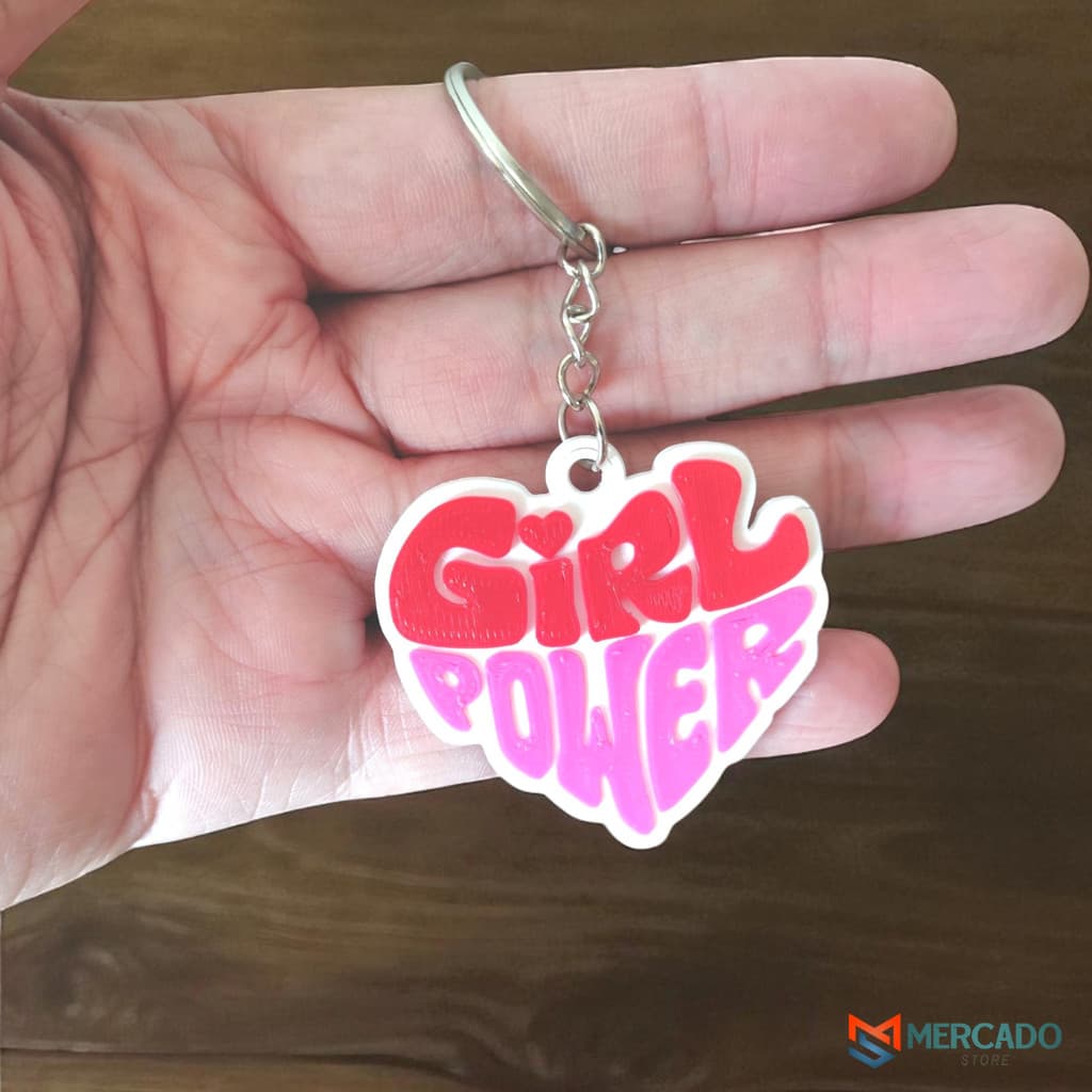 Chaveiro Girl Power Feminismo - Chaveiro Feminino Empoderamento - Presente para Mulheres - Acessório para Chaves