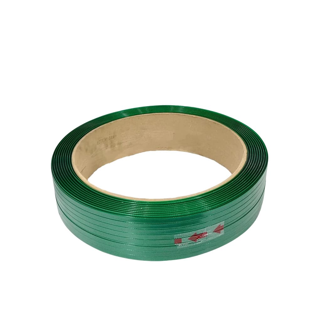 Fita Arquear PET Verde 16mm 0,8mm Rolo 10kg Alta Resistencia Paletização Carga Pesada Arqueação