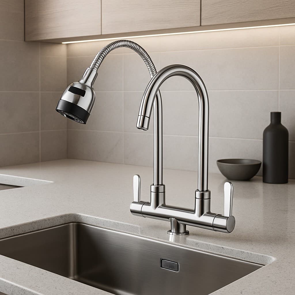 Torneira Para Pia de Cozinha 2 em 1 Com Bico Flexível 360° e Misturador Em ABS DKL