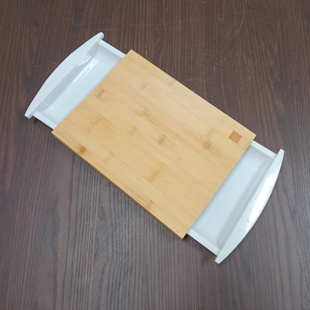 Tábua de Corte 2 Gavetas Coletoras Plastico Retangular Bambu 4x38 Natural