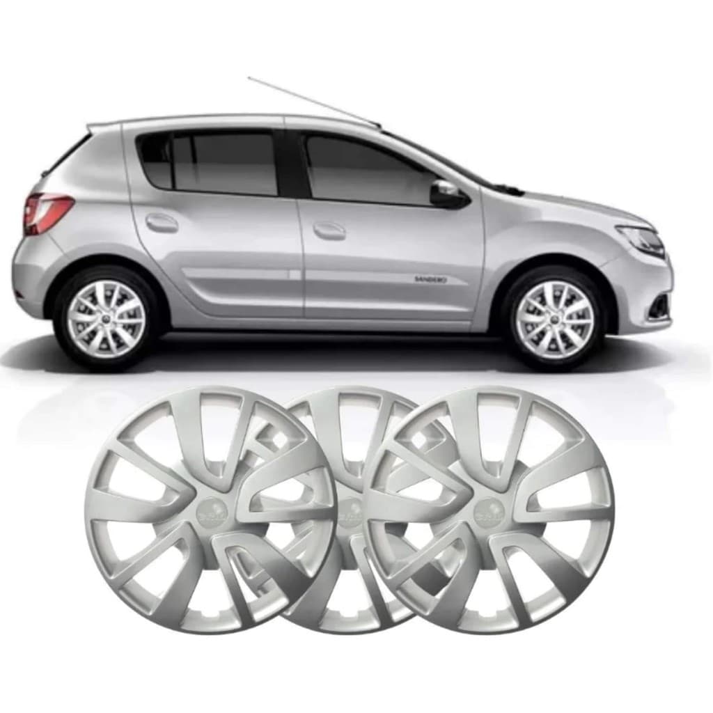 Calota Aro 15" cor Prata Mod Sandero/Logan 14/20 (Jogo c/ 4 Calotas) Grid - 869AR-PTA-E