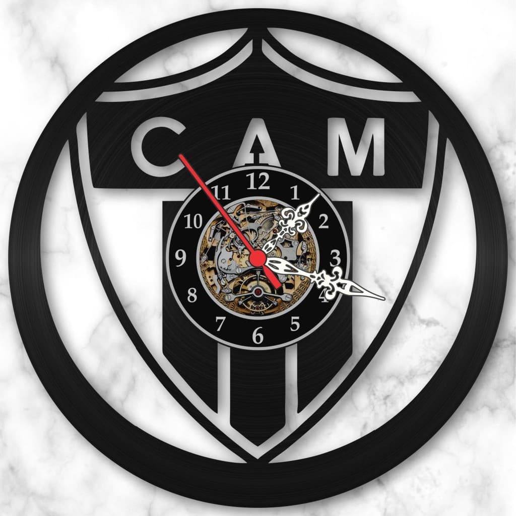 Relógio de Parede Disco de Vinil Futebol Times Atlético Mineiro Decorativo Retrô Vintage Quarto Sala