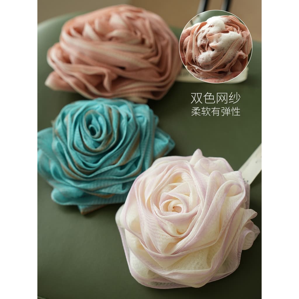 Grande rosa banho bola banho espuma Net adulto banho flor esfregando toalha de banho macio crianças pode usar suprimento