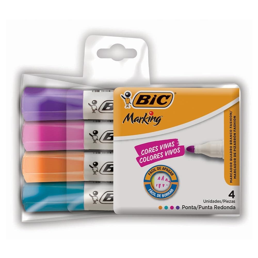 Pincel Marcador de Quadro Branco BIC Fashion Markingc/4