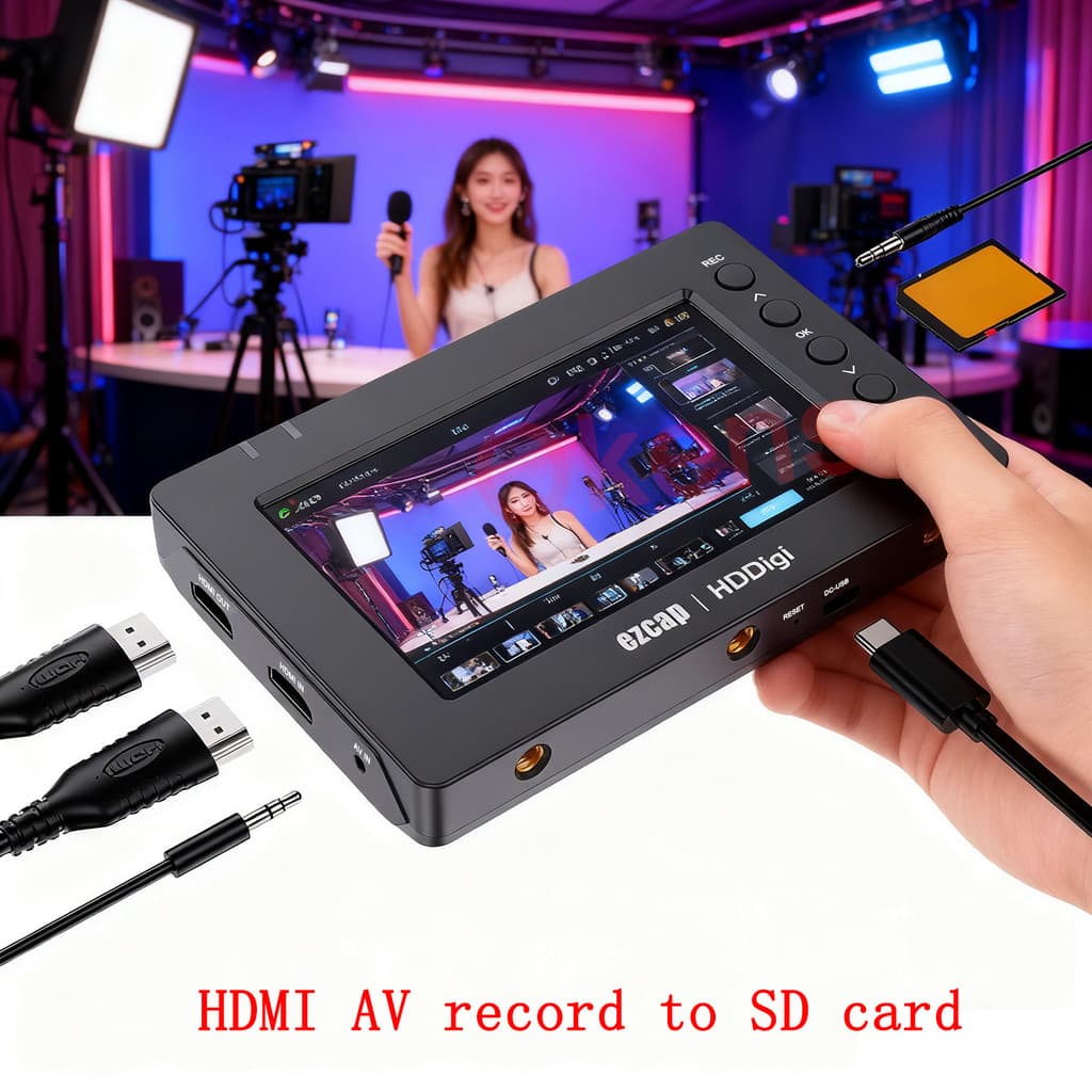 Placa De Captura De Vídeo HDMI AV 1080p 60Hz Gravação De Um Botão Para Cartão SD Com Reprodutor De Tela Câmera VHS DVD P