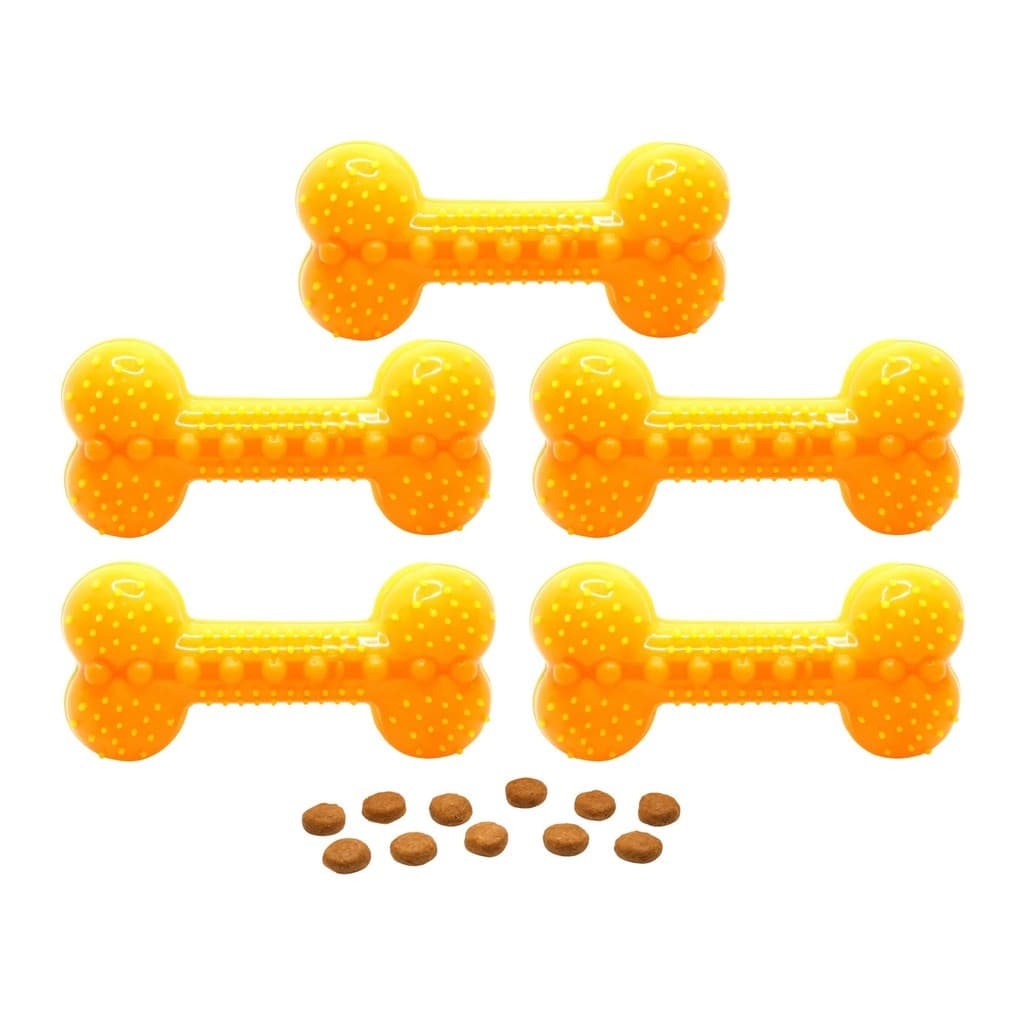 Kit 5 Osso Petisco Laranja Neon Borracha Resistente Livre de BPA