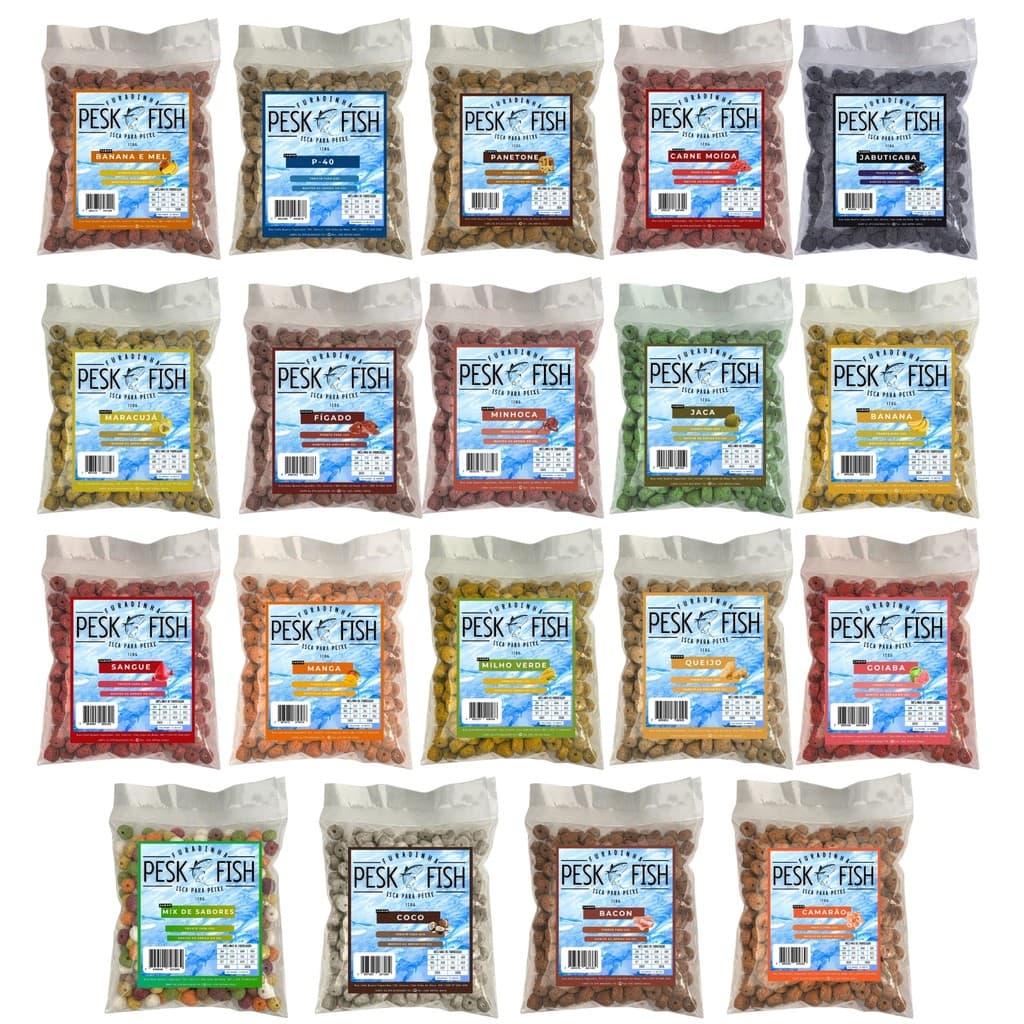 Ração Furadinha Pesk Fish Isca de Pesca Essências Variadas 120G