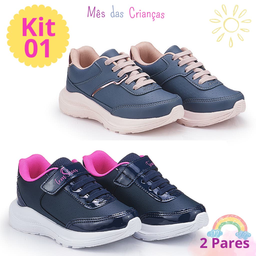 Tênis Infantil Menina Kit com 2 Pares Tem Shoes Dia das Crianças