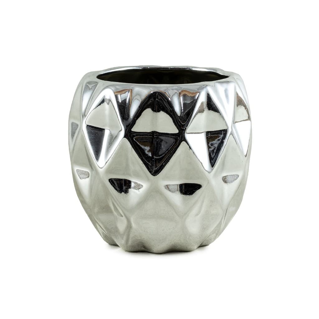 Cachepô De Porcelana Diamante Para Planta Flores Artificiais Vaso Decoração Sala Arranjo Pequeno Prata Dourado Rosê 6x6