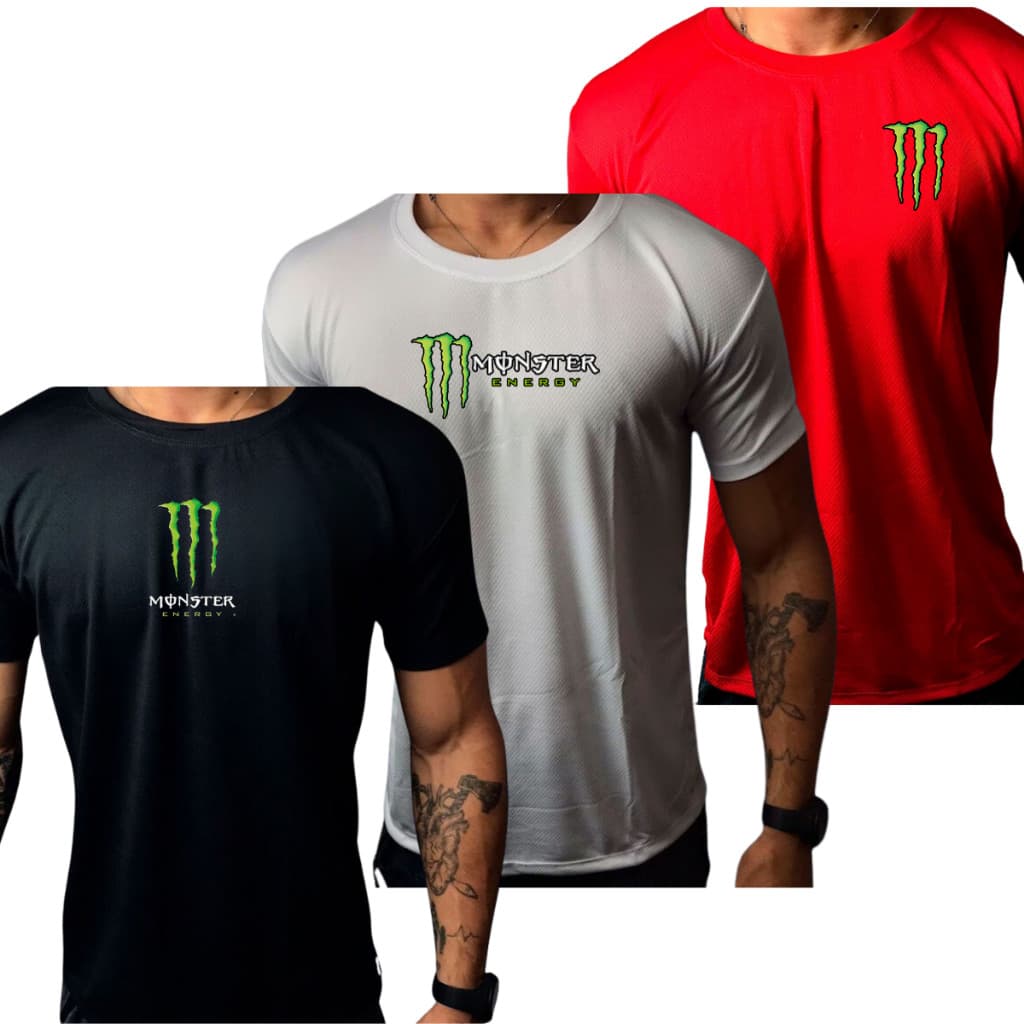 Kit 3 ou 1  Camisas Masculina Mnst MIX Camiseta Estampa Dry Fit esportiva academia Treino Corrida