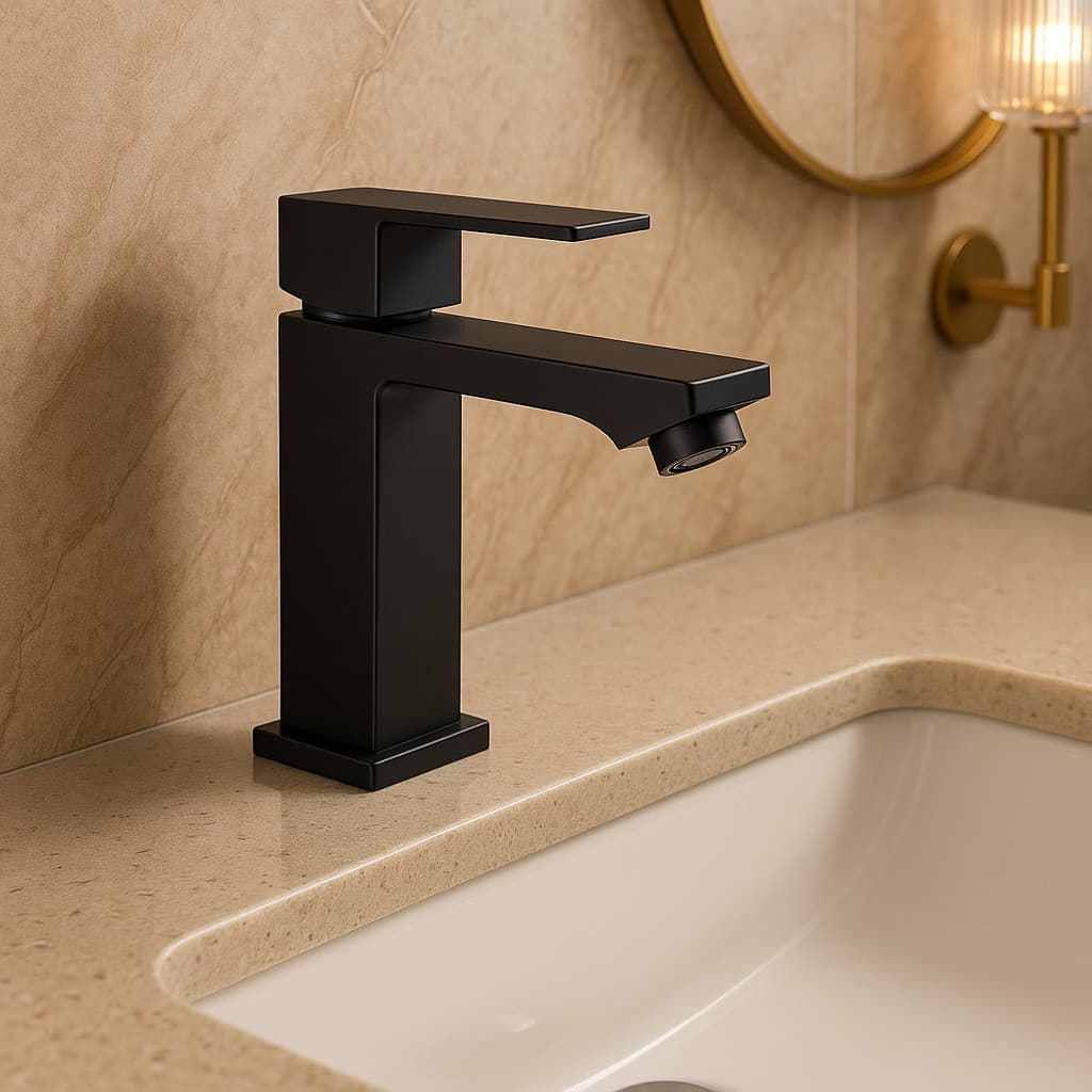 Torneira Banheiro Lavatório Luxo Inox Bancada Torneiras De Água Fria Preto Fosco