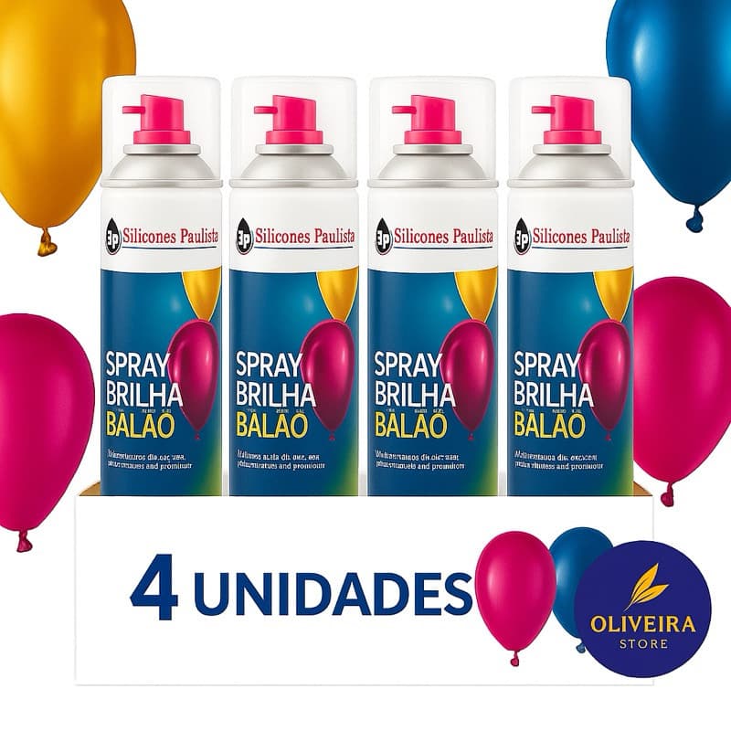Kit 4 Unidades Spray Brilha Balão Festa Decoração Bexiga PROMOÇÃO